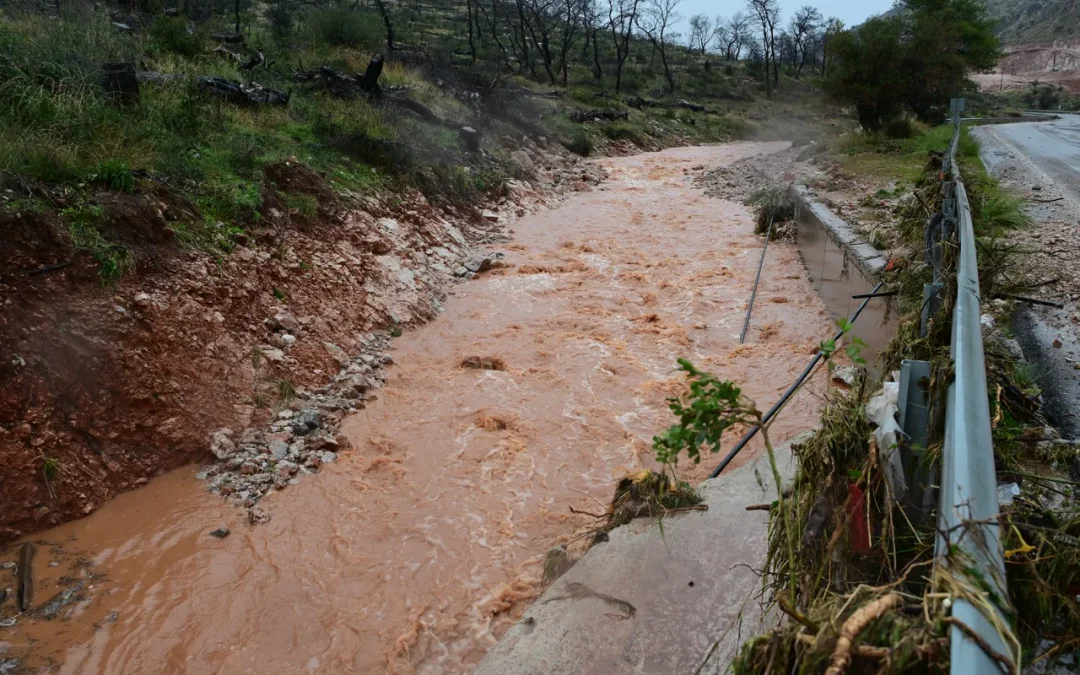 Грција: Поплавени патишта, домови и институции