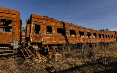 Оштетени депо и вагони во близина на Киев во напад со руски беспилотни летала