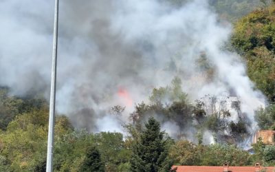 Пожар над православните гробишта во Тетово – се интервенира и со хеликоптер